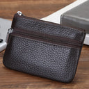 Leather 2 Zipper Coin Purse Wallet With Card Slots For Men