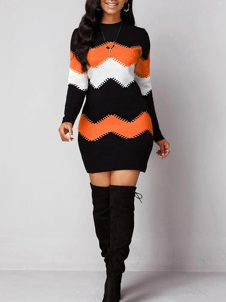 Elegant Autumn Knit Bodycon Dress for Women - Plus Size Available  ourlum.com   