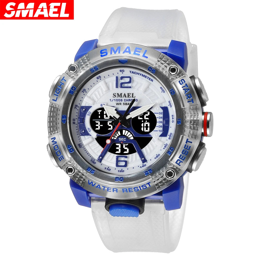SMAEL Men's Dual Time LED Sport Watch with Water Resistant Translucent Strap  OurLum.com   