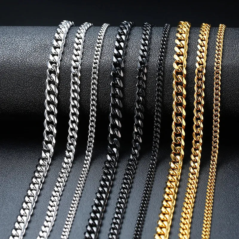 Cuban Chain Necklace: Stainless Steel Link Chain, Vintage Gold Color, Everyday Wear  ourlum.com   