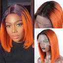 Vibrant Pink Blonde Bob Wig with Ginger Highlights Remy Hair