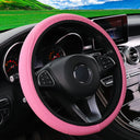 PU Leather Embossed Steering Wheel Cover for 14.5-15 Inches