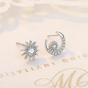 Starlight Elegance Silver Star Stud Earrings Dazzling Zircon Design