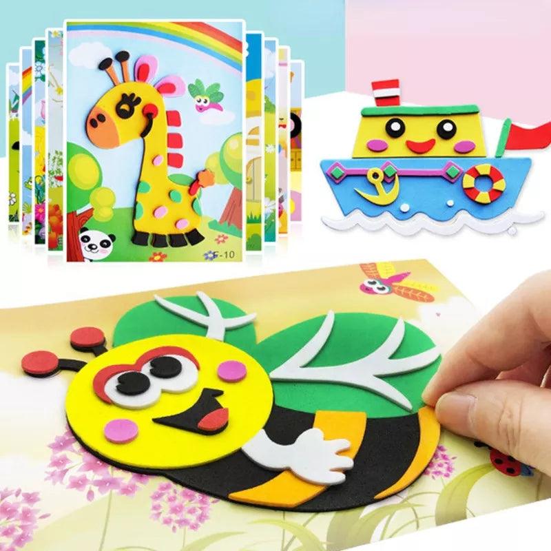 Creative Animal Foam Sticker Puzzle Kit: Handmade Educational Toy Gift  ourlum.com 10 Set Random Style  