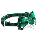 Christmas Cat Dog Collar with Bowknot Bell Plaid Snowflake Breakaway Necklace  ourlum.com Green  