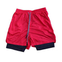 Ultimate Men's Double Layer Fitness Shorts - Ideal for Gym, Beach, Pool, and Summer Activities  ourlum.com Red M 