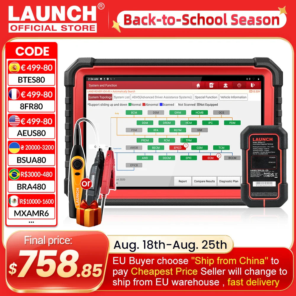 LAUNCH X431 PRO3S+ V5.0 10.1" Car Diagnostic Scanner with Full System Analysis and Advanced OBD2 Functions