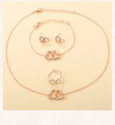 6PCS Set Rose Gold Luxury Watch Women Ring Necklace Earring Set