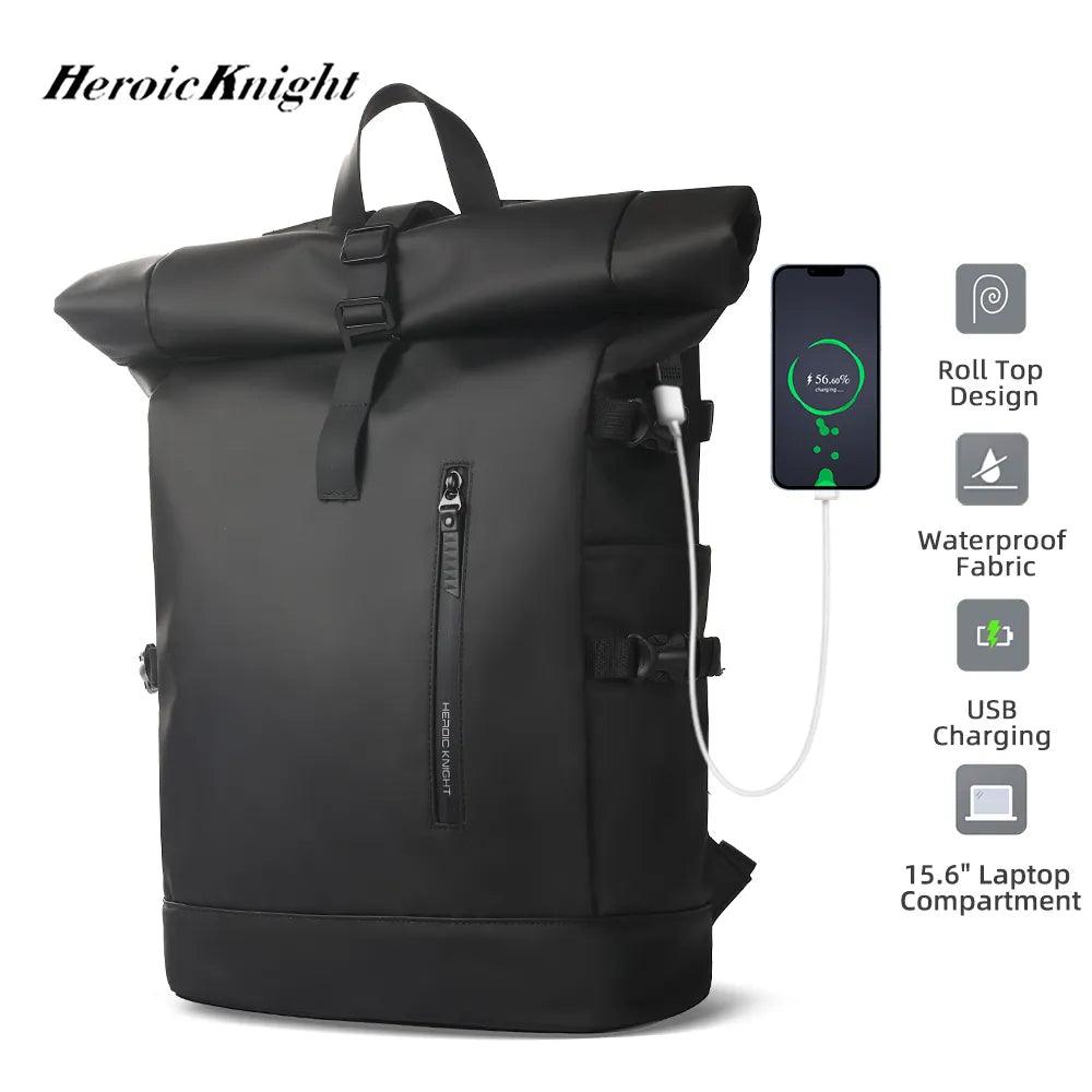 Heroic Knight Men's Travel Backpack Expandable 15.6 Inch Laptop Bag with USB Port Waterproof Rollup Backpack Leisure Mochilas  ourlum.com   