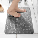 1pc Memory Foam Embossed Velvet Non-Slip Cobblestone Mat