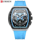 CURREN Men's Colorful Multi-Functional Tonneau Quartz Watch