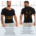 Slimming V Neck T-Shirt for Men Tummy Control Fitness Tee