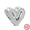 Crown Flowers Heart Silver Bead Charm Elegant Pandora Accessory