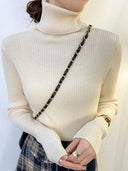 Cozy Chic Slim Fit Turtleneck Sweater for Fall Fashion