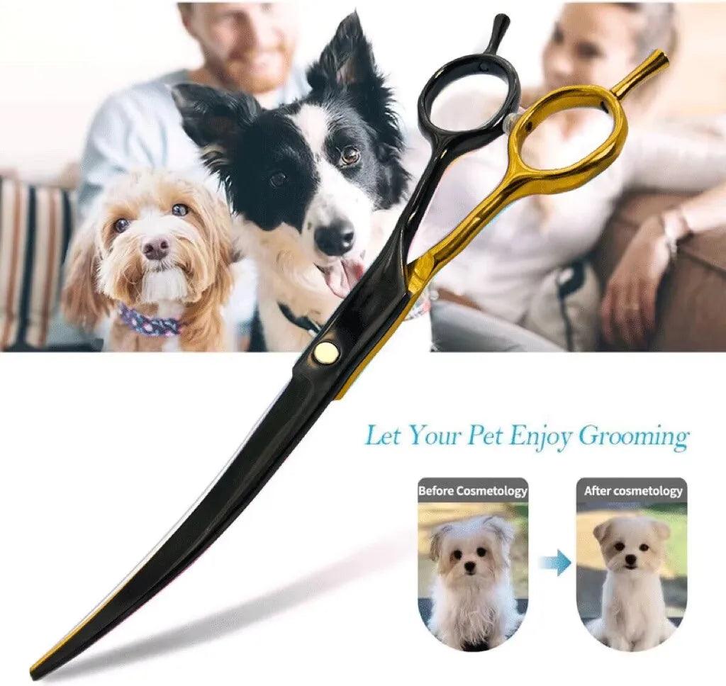 Curved Pet Grooming Scissors: Professional Stainless Steel Dog Grooming Shears  ourlum.com   