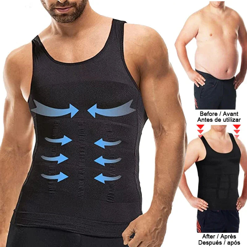 Men's Compression Tank Top - Slimming Body Shaper Vest for Workout & Tummy Control