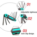 8 In 1 Folding Hex Wrench Metal Metric Allen Wrench Set