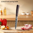 Professional Damascus Kitchen Knife Set with Santoku Cleaver