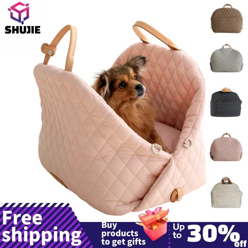 Dog Carrier Handbag Luxury Car Seat Pet Travel Bed - Stylish Portable Safety Booster  ourlum.com   