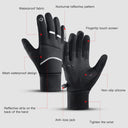 Kyncilor Winter Sports Cycling Skiing Gloves Black Warm Waterproof Touchscreen