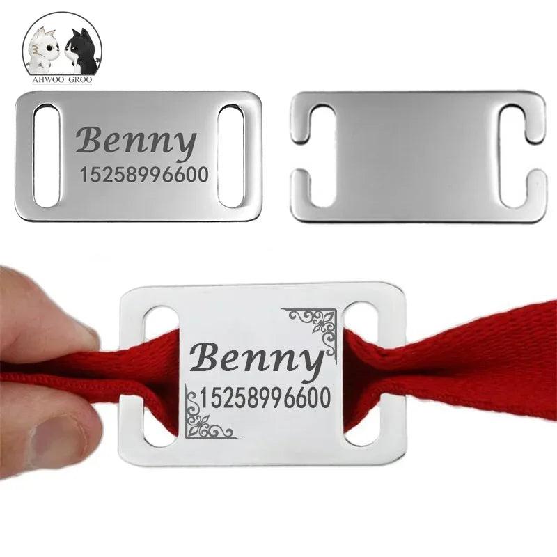 Personalized Slide-on Pet Tag: Engraved Stainless Steel Collar Leash  ourlum.com   