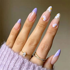 Fresh Purple Floral Press-On False Nails Kit: Salon-quality nails in minutes!