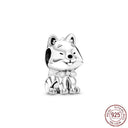 Sterling Silver Puppy Family Zircon Pendant For Dog Lovers