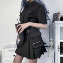 Harajuku Punk Gothic High Waist Patchwork Black Skirt Fashion