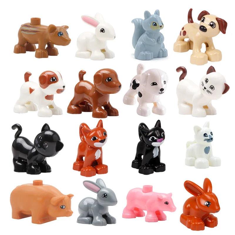 Big Farm Animal Building Blocks Set: Compatible with duplos Cat Pig Dog Rabbit Monkey Hippo Sheep Toy  ourlum.com   