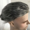 Premium Grey Lace Front Hairpiece for Men Natural Look