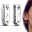 925 Sterling Silver Heart Earrings with Zircon Stones - Elegant Women's Jewelry  ourlum.com KTE023  