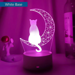Moon Cat LED Night Light: Magical Bedroom Lamp for Kids with Remote Control