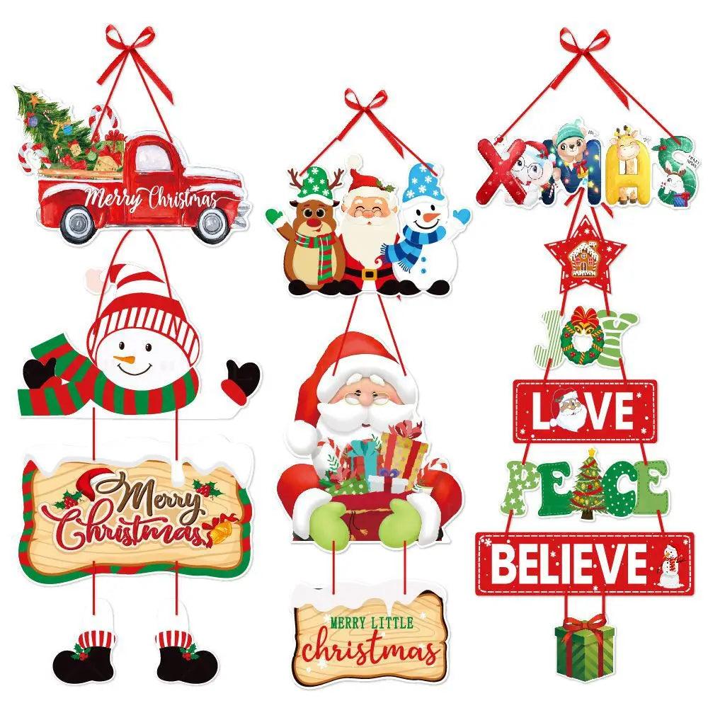 Christmas Festive Paper Door Hanger Set: Premium Santa Snowman Elk Decor  ourlum.com   