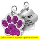 Engraved Glitter Paw Pet ID Collar Tag: Customized and Stylish  ourlum PU  