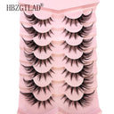 NEW 7Pairs Lashes manga Lashes 3D Clear Band Lashes Natural Look Wispy Mink Eyelashes Fluffy Cat Eye Lashes Pack Fake Eyelashes  ourlum.com   