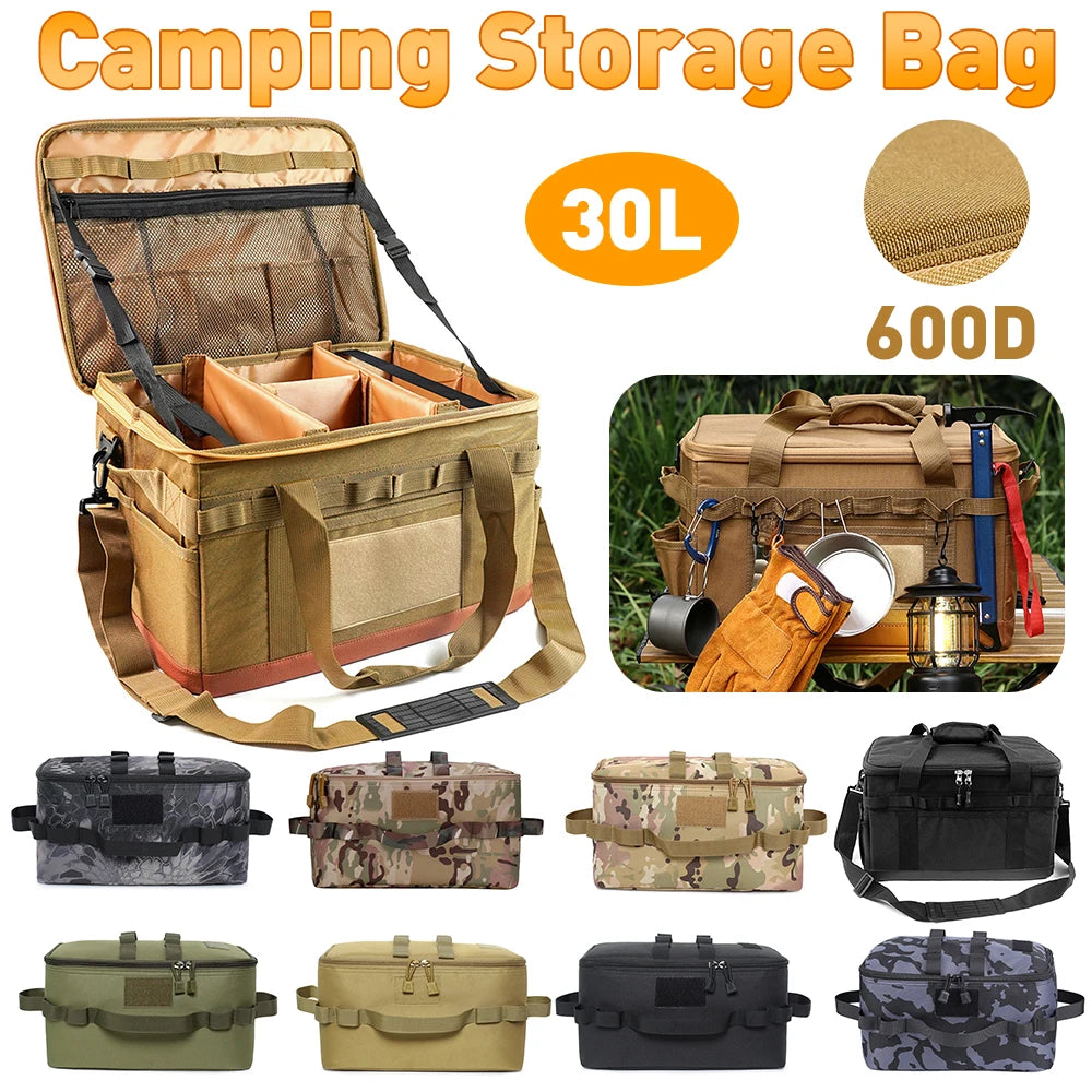 30L Camping Storage Bag - Durable Oxford Organizer for Picnic Cookware & Outdoor Gear