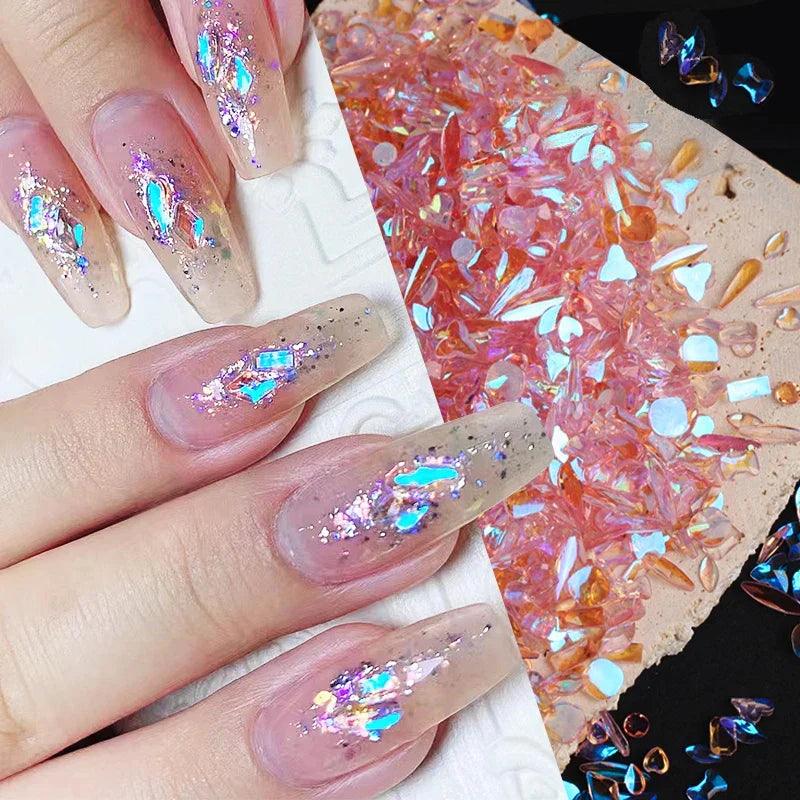 100PCS Mixed Rhinestones Gems For Nails 3D Aurora Flatback Resin Crystal For Nail Art Rhinestone AB Color Nail DIY Decorations  ourlum.com   