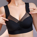 1Pc One-Piece Non-Marking Wide Straps Sexy Ice Sik Sports Bra Easy to Gather No Steel Ring with Bra Pads Underwear