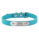 Custom Dog Collar: Engraved ID Anti-lost Leather for Dogs-Cats  ourlum Lake Blue XXS (17-22cm) 