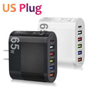 5-Port USB Wall Charger with PD Fast Charging for  iPhone 13 Samsung - QC 3.0 Plug Adapter  ourlum.com US Plug Black 