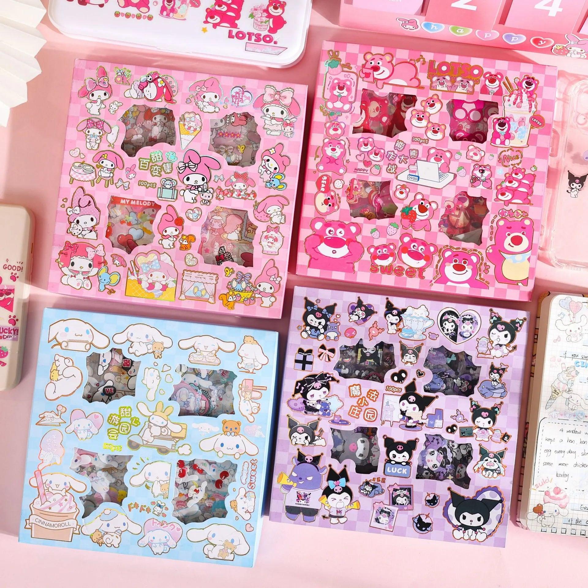 Sanrio Kawaii Sticker Set with Cinnamoroll and Melody Characters  ourlum.com   