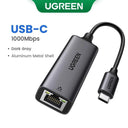 High-Speed UGREEN USB Ethernet Adapter for Laptop, PC,  Mi Box, Nintendo Switch - 1000Mbps RJ45 Network Card  ourlum.com USB-C Dark Gray Russian Federation 