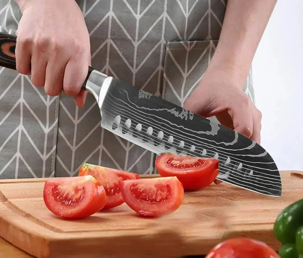 Japanese Santoku Kitchen Knife Set - Stainless Steel Knives