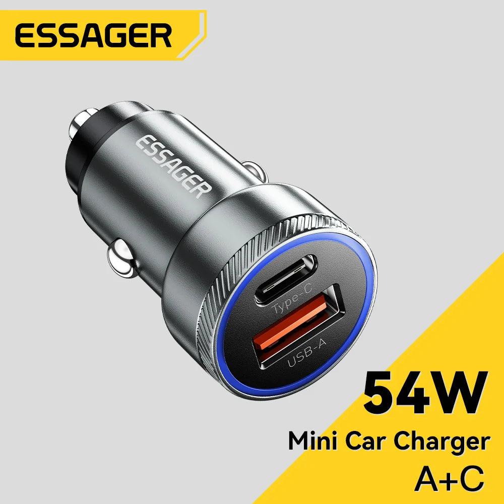 Essager USB Car Charger: Dual-Port Fast Charging for iPhone and Android  ourlum.com   