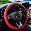 PU Leather Embossed Steering Wheel Cover for 14.5-15 Inches