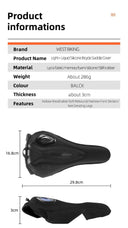 Comfortable Gel Memory Foam Bicycle Seat Cover with Safety Taillights