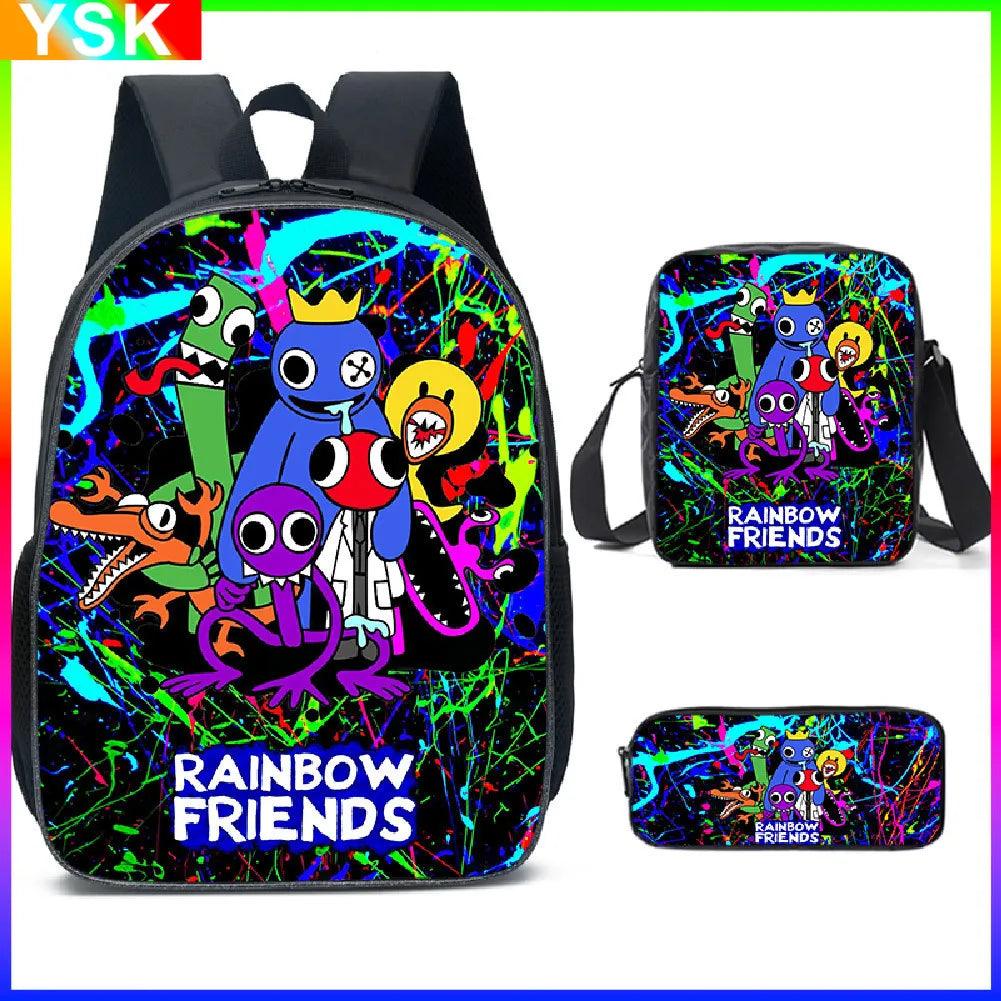 MINISO New Rainbow Friends Backpack Kindergarten Small Children's Cartoon School Bag Mochila Girls Anime Children's Toys Gifts  ourlum.com A-Set  