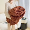 Winter Warm Blanket Skin-Friendly Striped Bedspread Throw