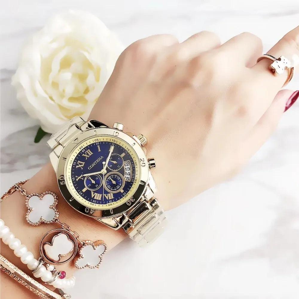 Luxury Steel Bracelet Women's Wristwatch with Creative Design  ourlum.com   