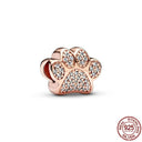 Pet Paw & Bone Charm Sterling Silver Bead for Pandora Jewelry